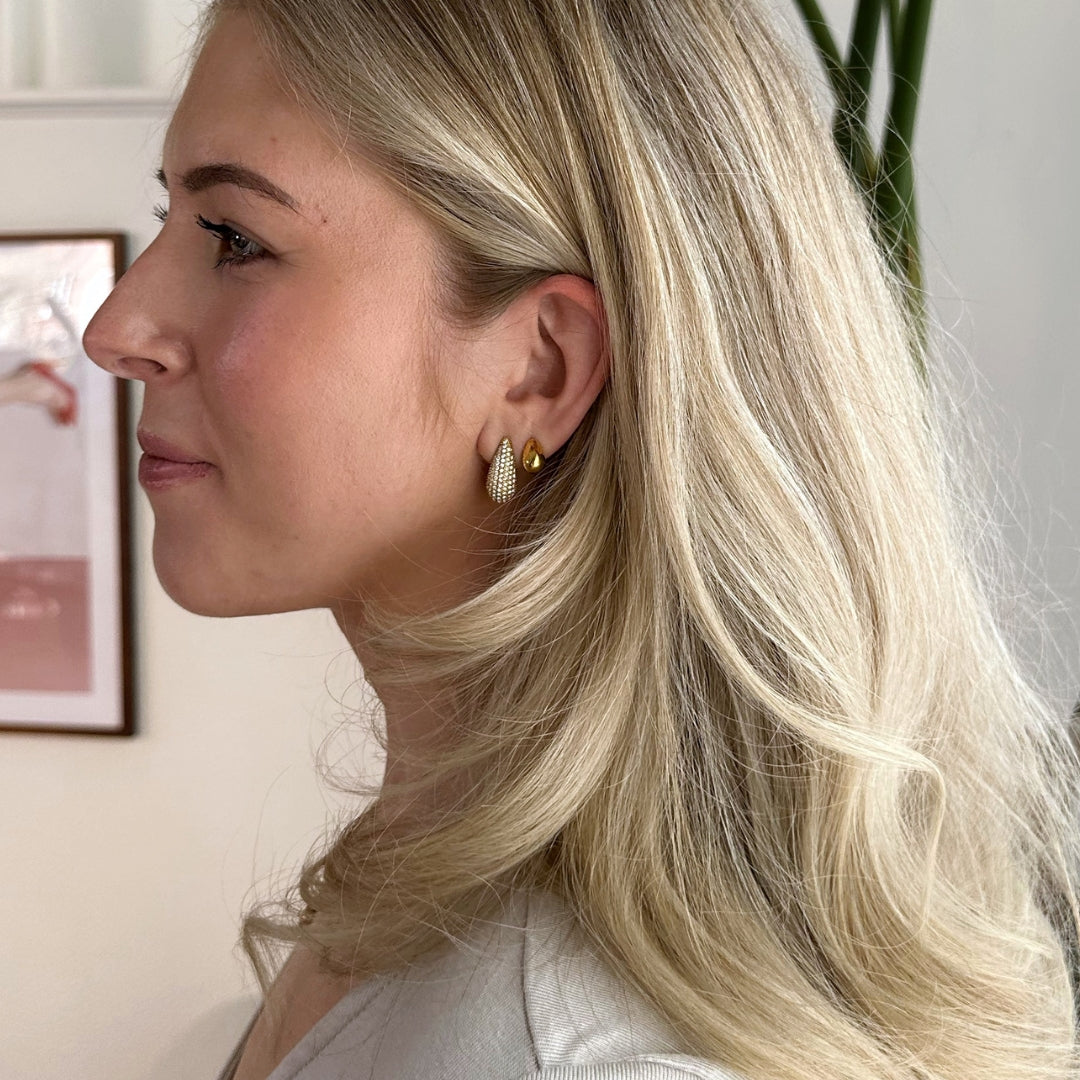 Drop Pave Earrings Gold