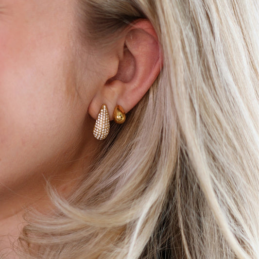 Drop Pave Earrings Gold