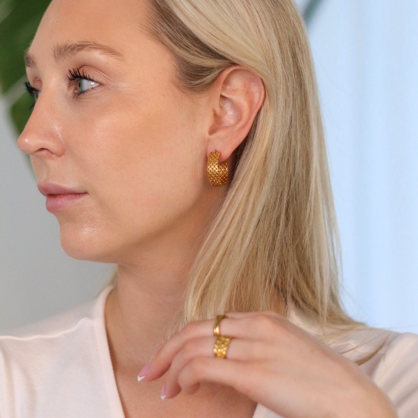 Large Band Hoop Earrings