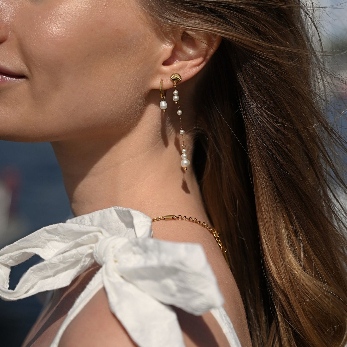 Pearl Pendant Hoops