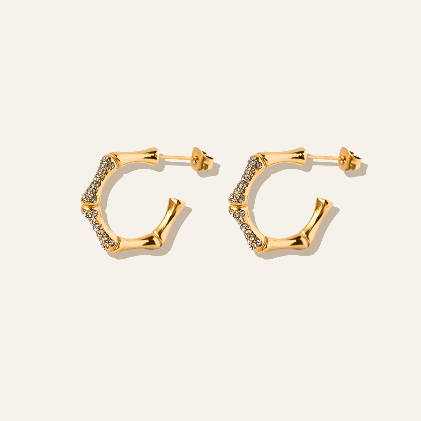 Bamboo Crystal Hoops