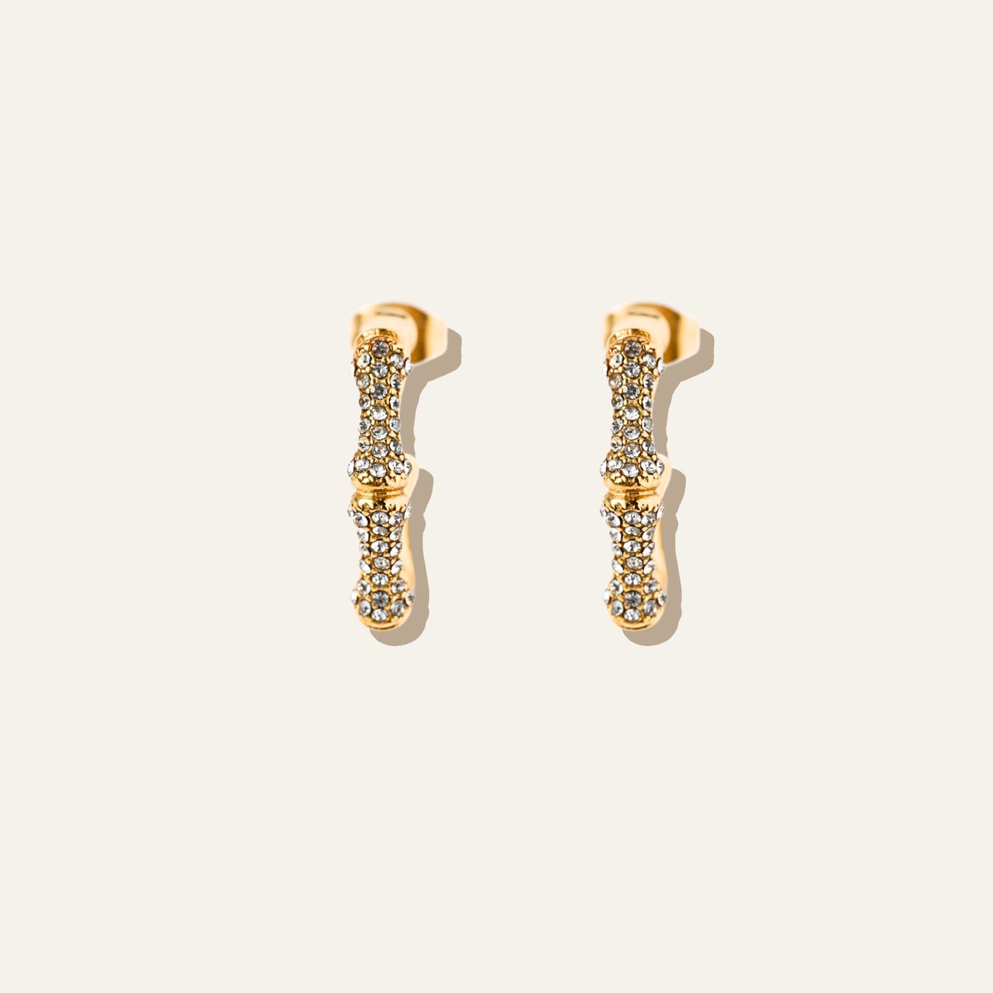 Bamboo Crystal Hoops