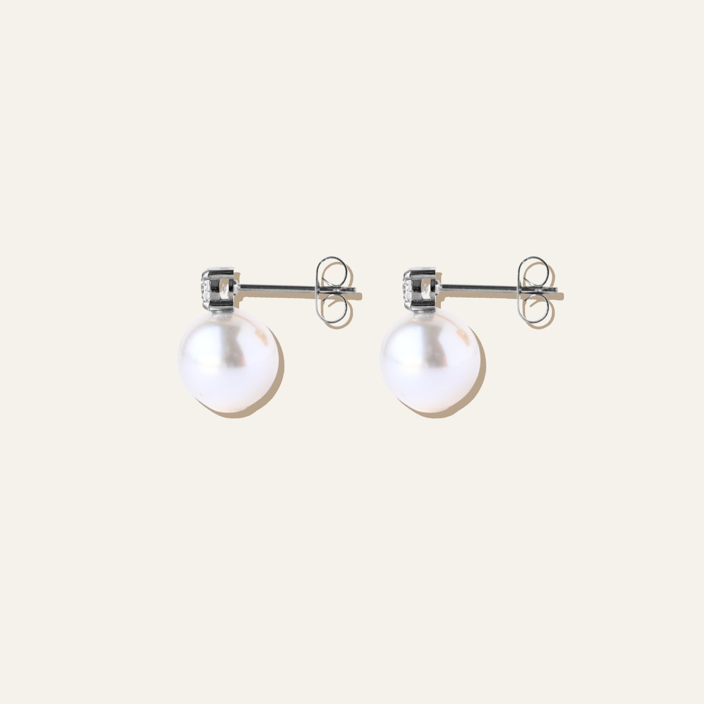 Zirconia Pearl Studs Silver