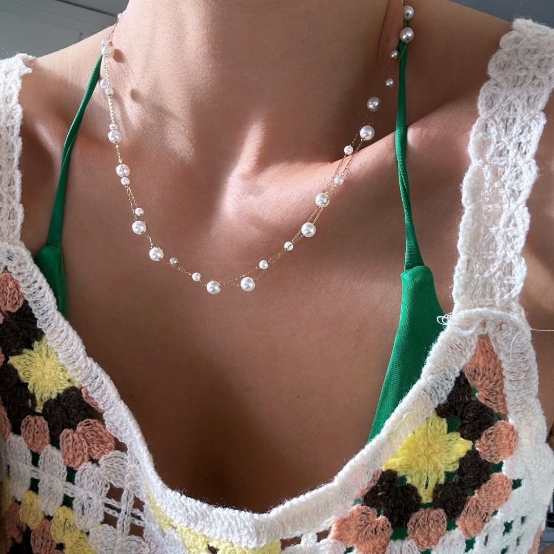 Double Multi Pearl Necklace