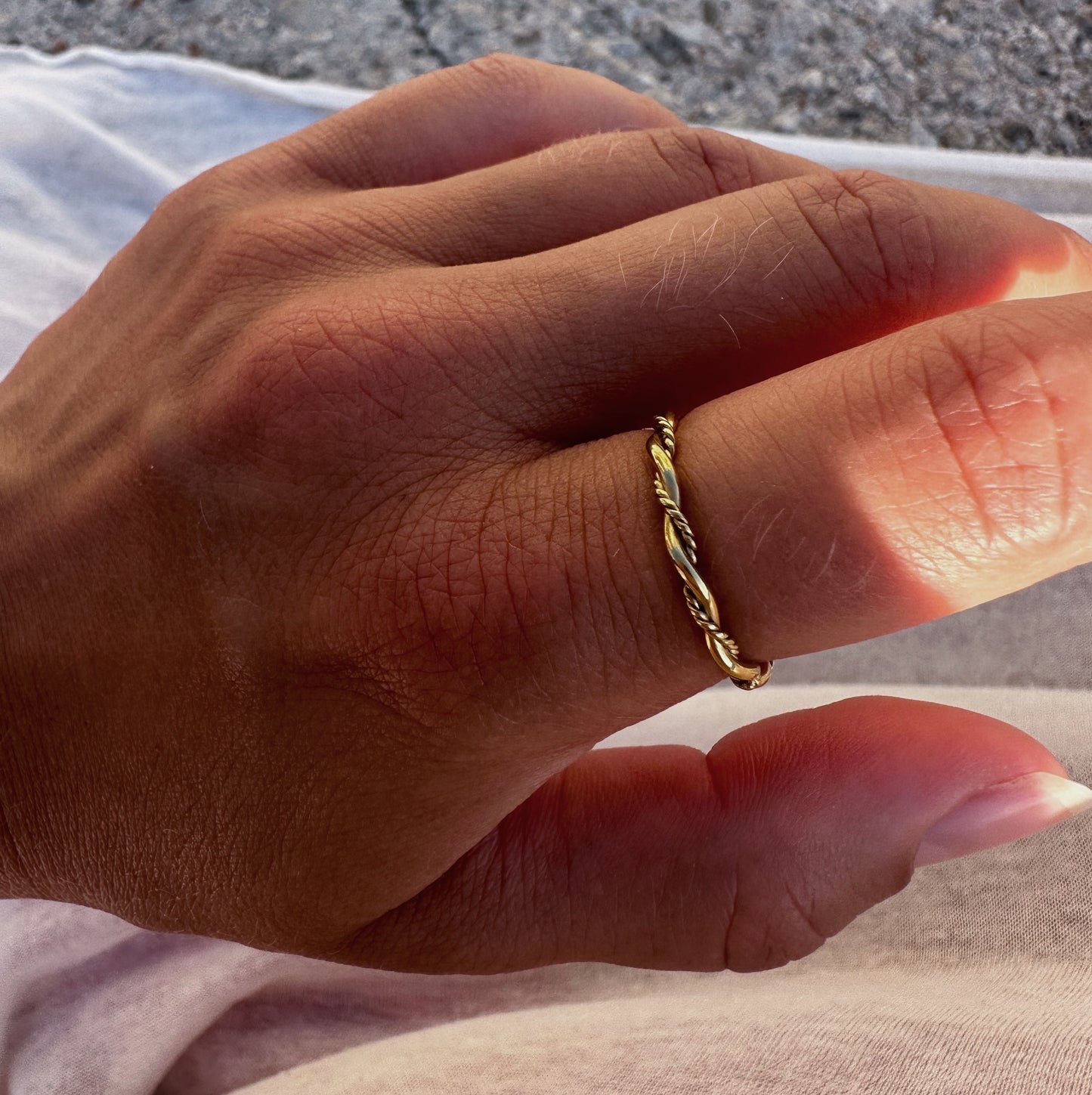 Thin Twisted Rope Ring