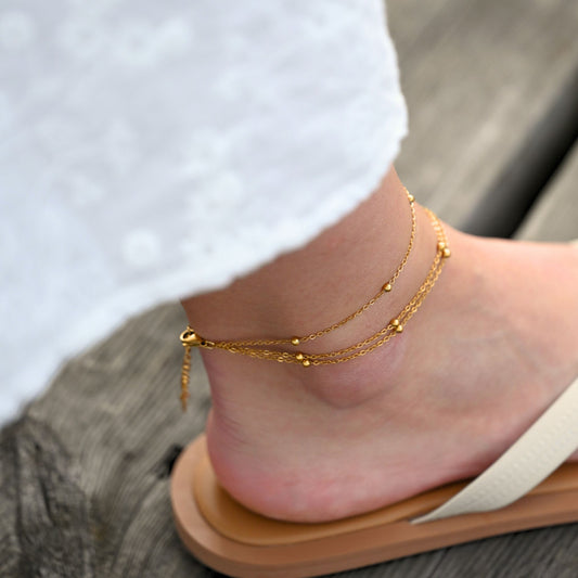 Triple Chain Beads Anklet