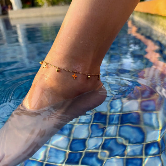 Flower and Beads Anklet