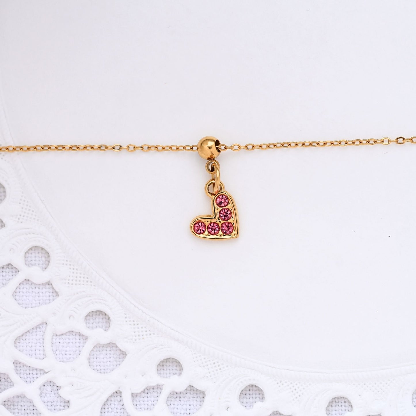 Pink Heart Crystals Charm