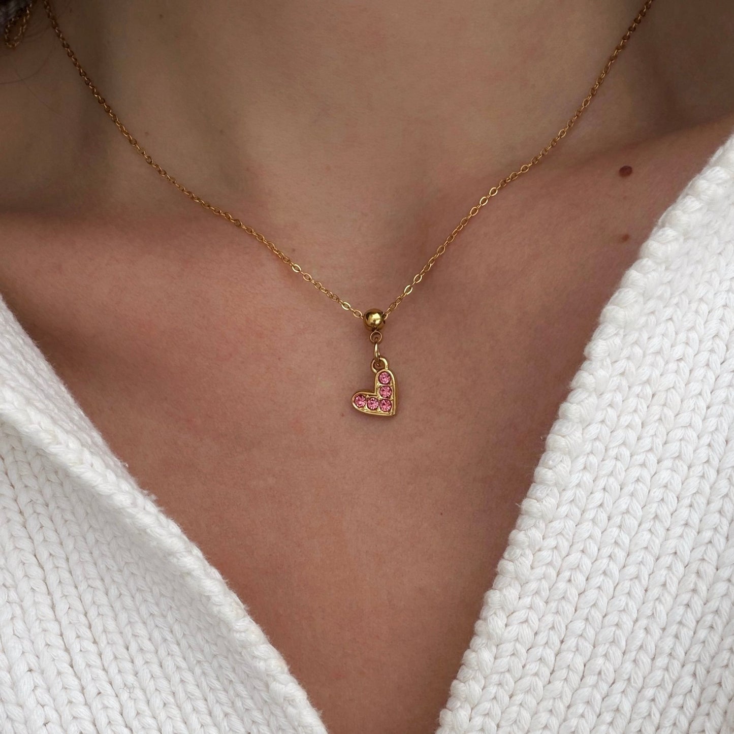 Pink Heart Crystals Charm