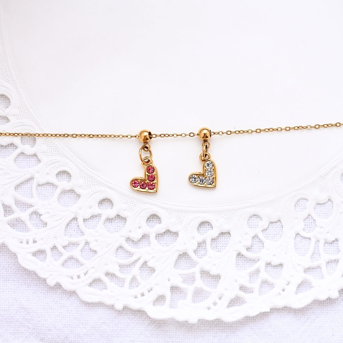 Pink Heart Crystals Charm