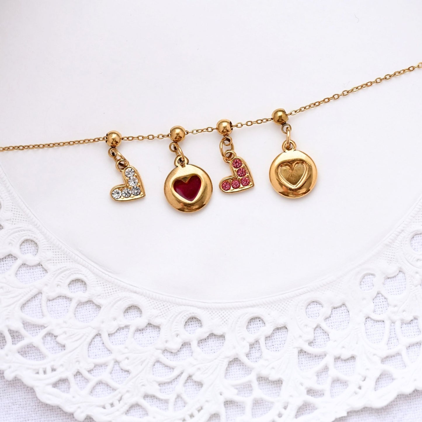 Pink Heart Crystals Charm