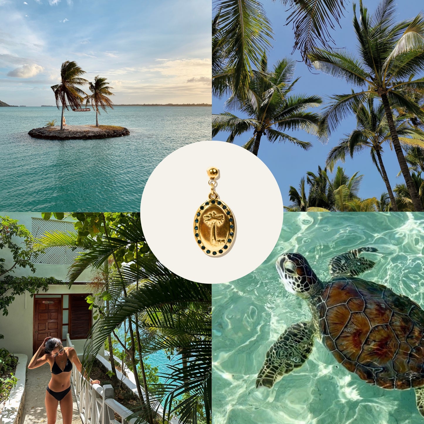 Palm Tree and Crystals Charm