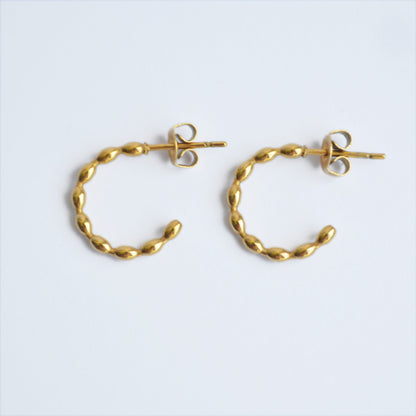 Thin Oval Beads Hoops