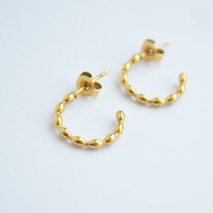 Thin Oval Beads Hoops