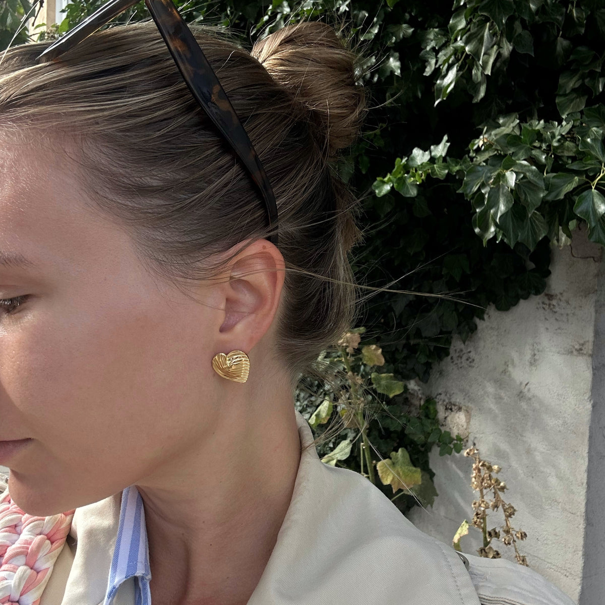 Ribbed Heart Earrings