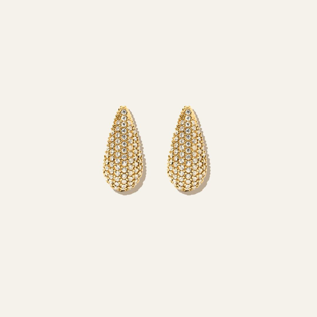 Drop Pave Earrings Gold