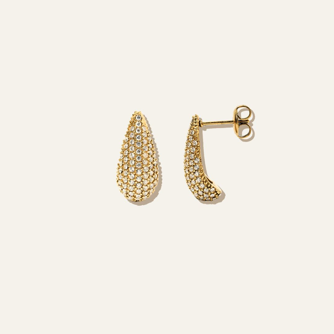 Drop Pave Earrings Gold