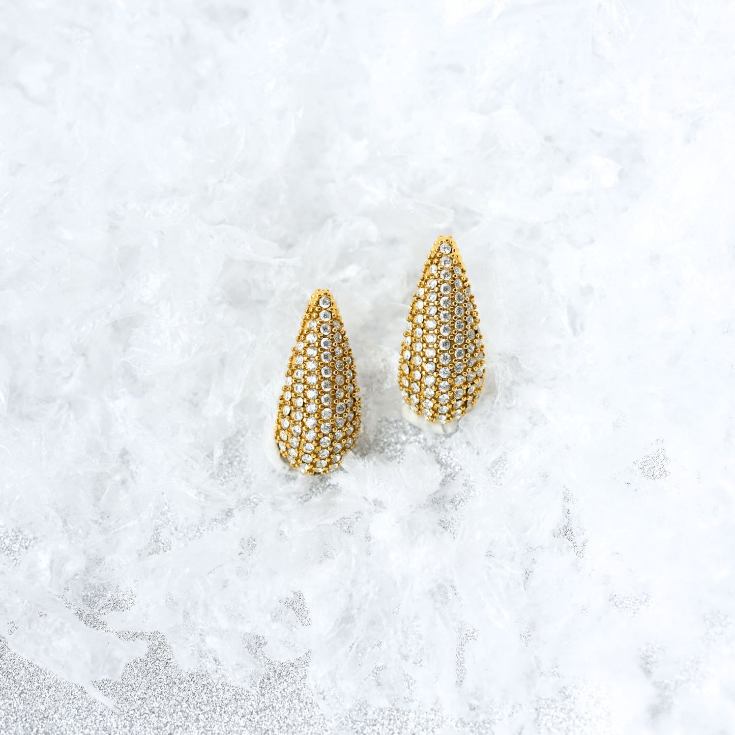 Drop Pave Earrings Gold