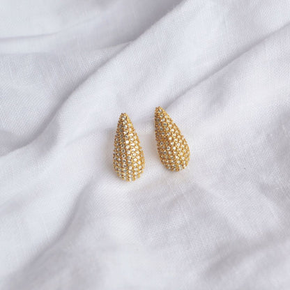 Drop Pave Earrings Gold