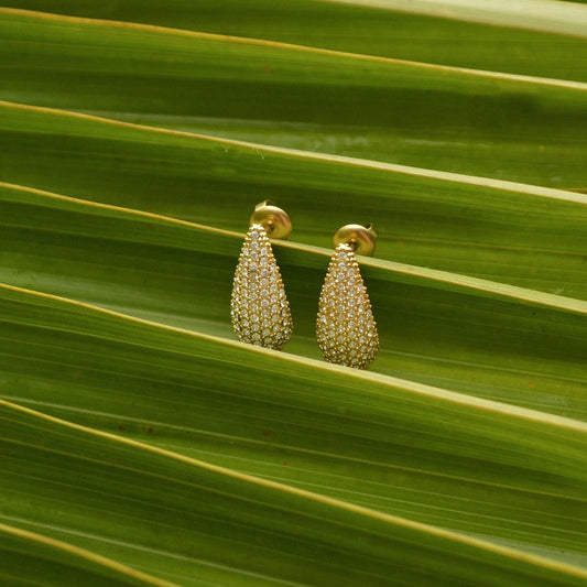 Drop Pave Earrings Gold