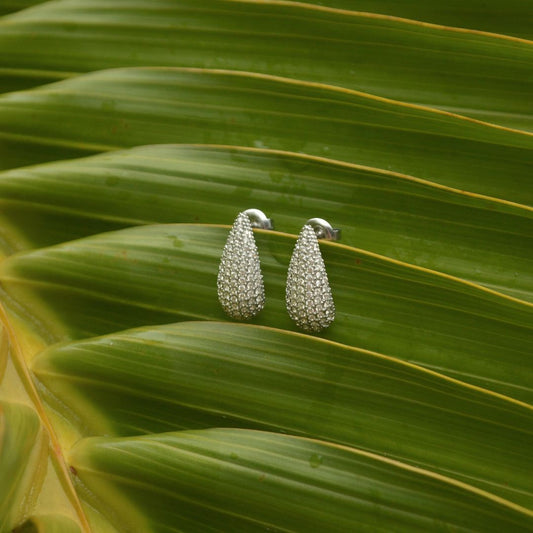 Drop Pave Earrings Silver