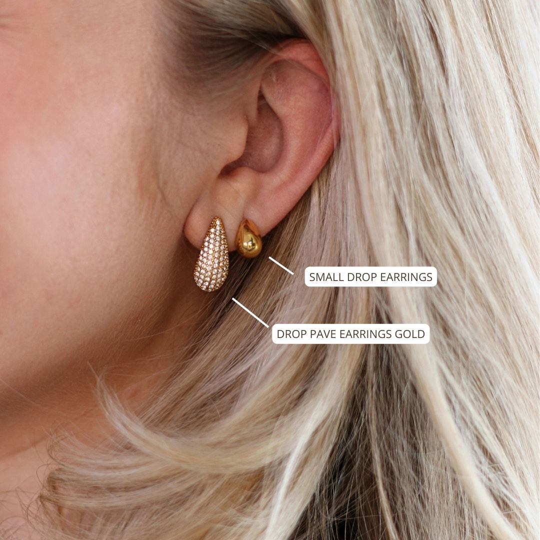 Drop Pave Earrings Gold