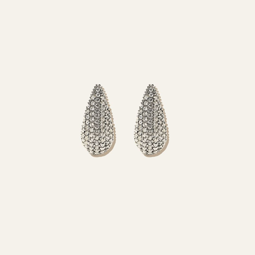 Drop Pave Earrings Silver