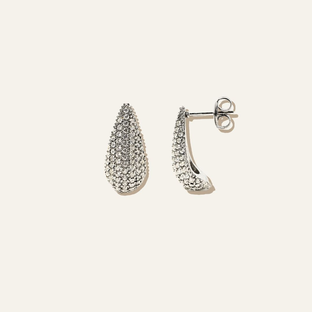 Drop Pave Earrings Silver