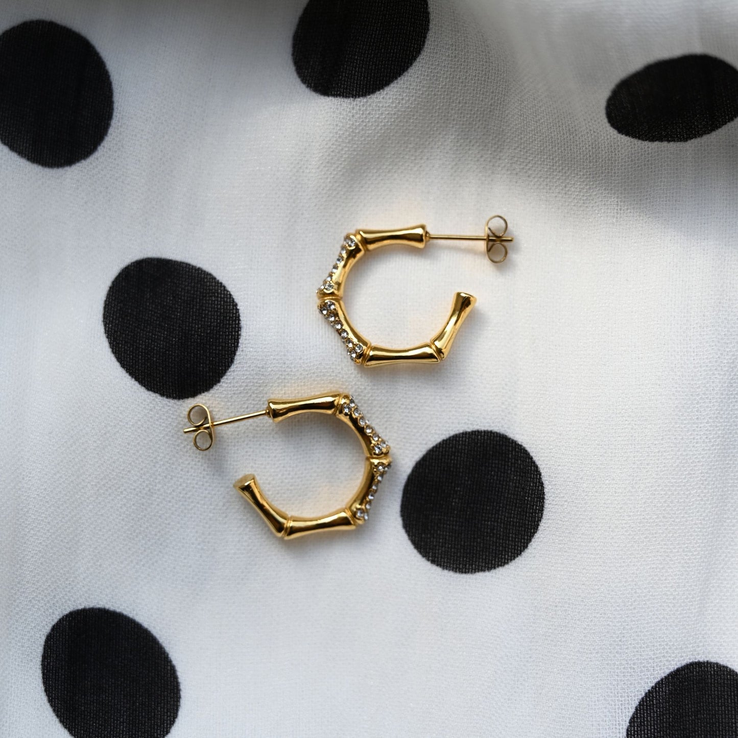 Bamboo Crystal Hoops