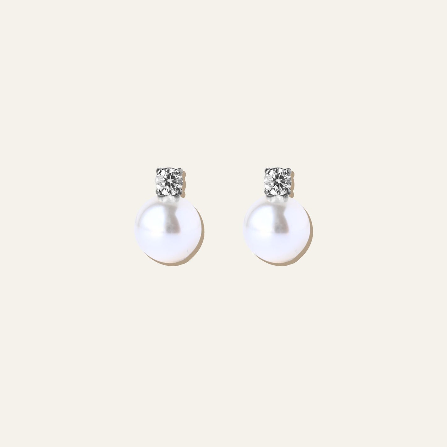 Zirconia Pearl Studs Silver