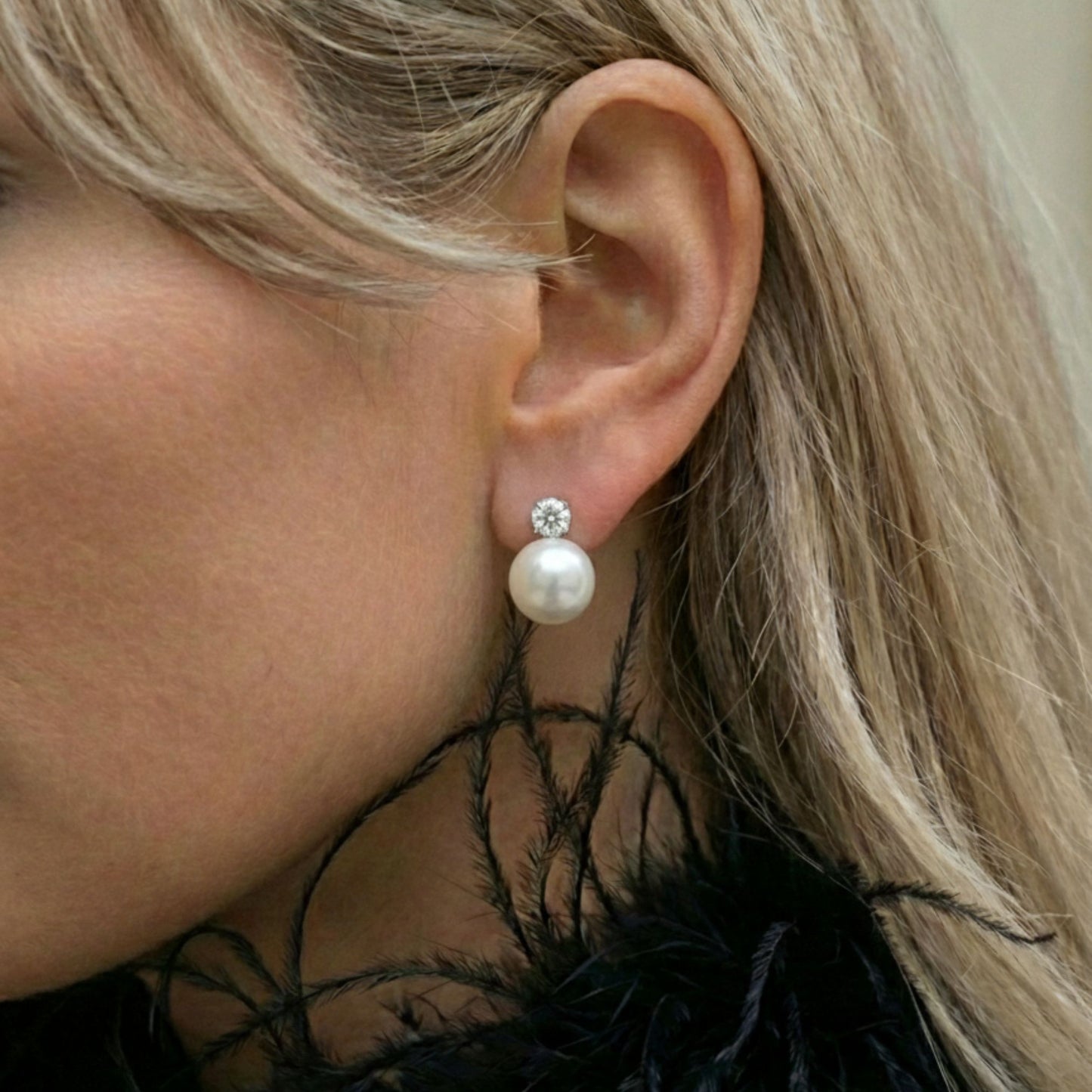 Zirconia Pearl Studs Silver
