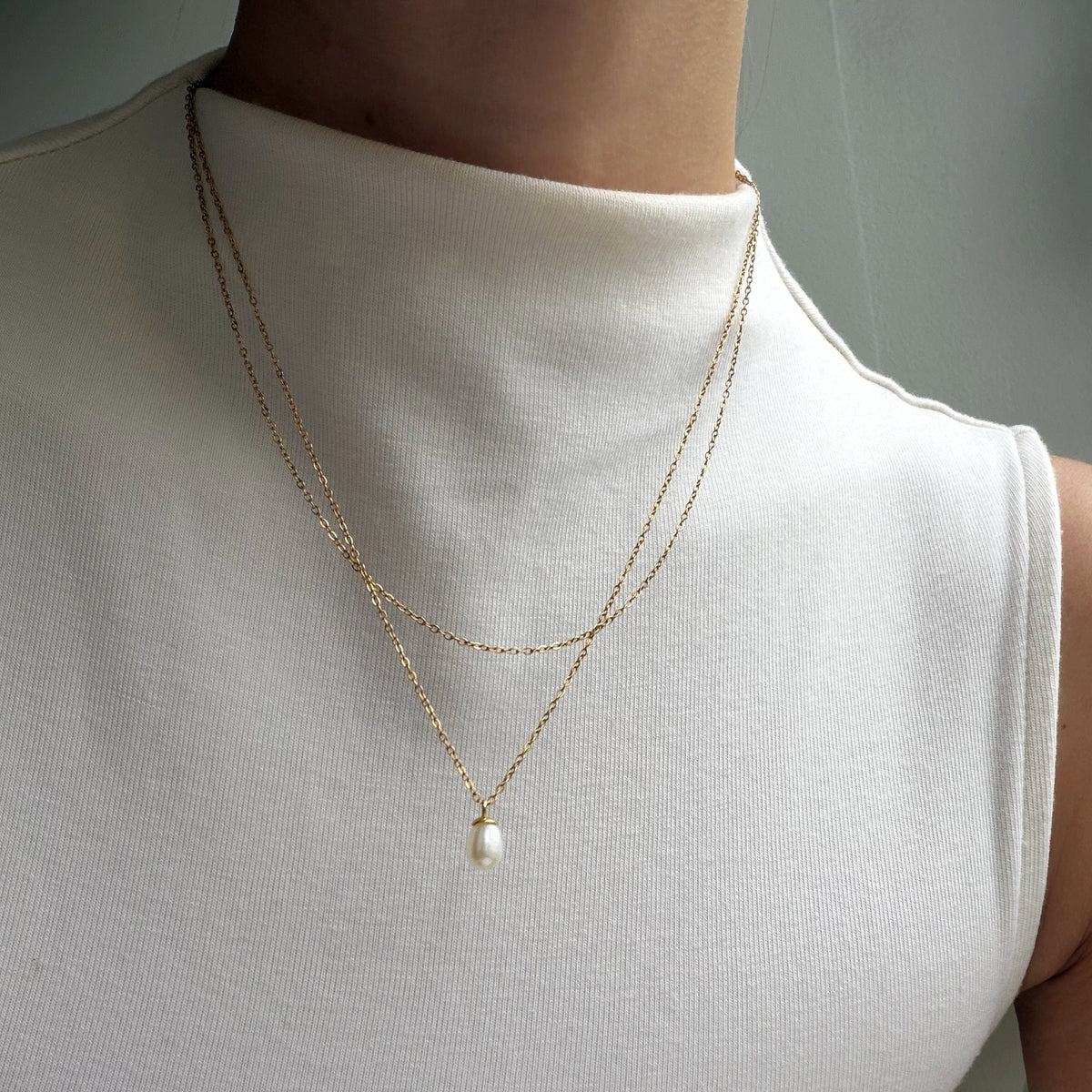 Pearl Pendant Double Necklace