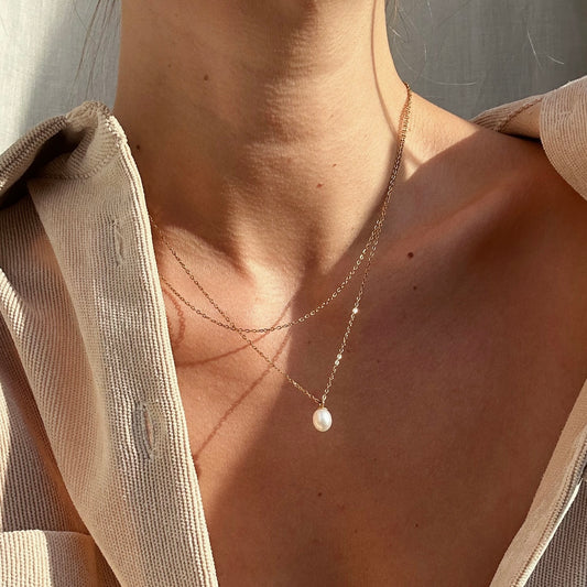 Pearl Pendant Double Necklace