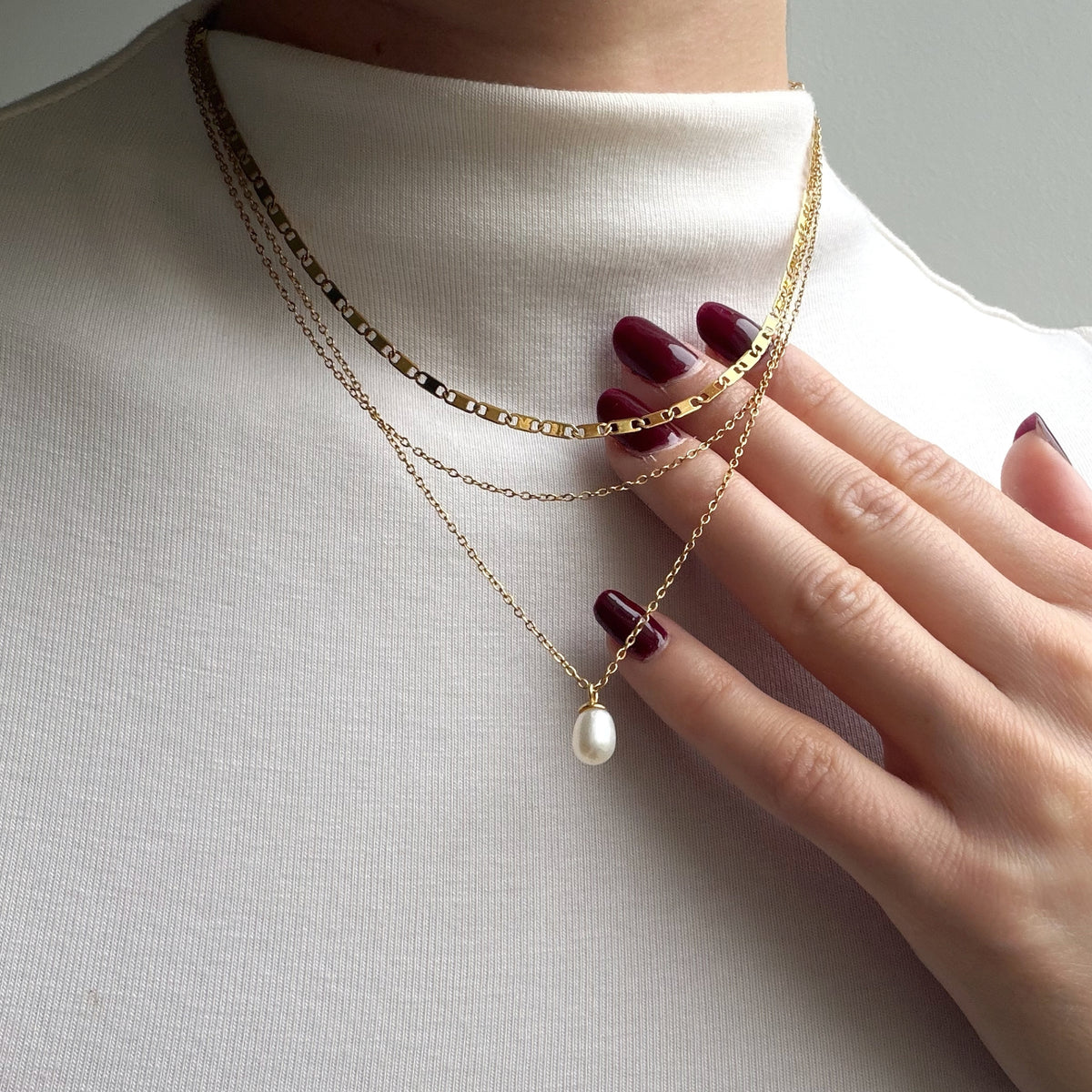 Pearl Pendant Double Necklace