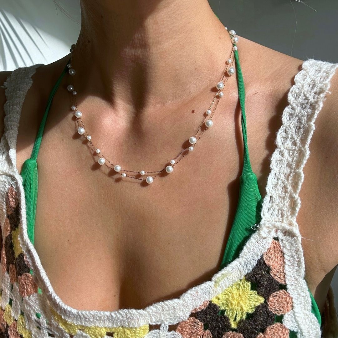 Double Multi Pearl Necklace