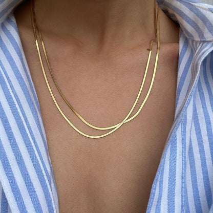 Double Thin Snake Chain Necklace