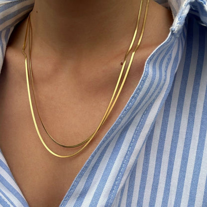 Double Thin Snake Chain Necklace