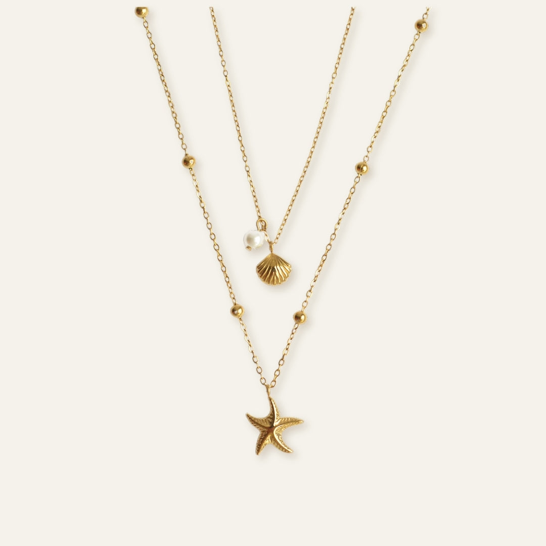 Starfish and Shell Double Necklace