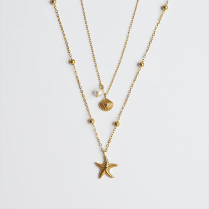 Starfish and Shell Double Necklace