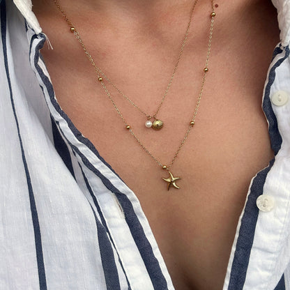 Starfish and Shell Double Necklace