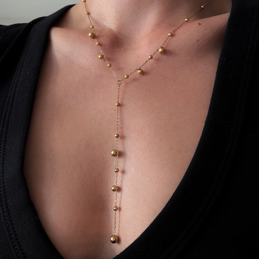 Gold Beads Y-Necklace